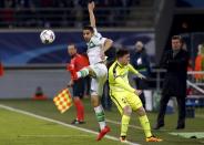 Football Soccer - KAA Gent v VfL Wolfsburg - UEFA Champions League Round of 16 First Leg - Ghelamco Arena, Ghent, Belgium - 17/2/2016 VfL Wolfsburg's Ricardo Rodriguez in action against KAA Gent's Thomas Foket. REUTERS/Francois Lenoir