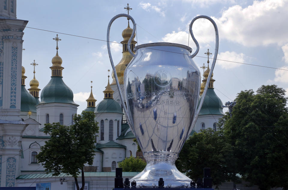 The big prize: Fans arriving Kiev know exactly what’s on offer this Saturday