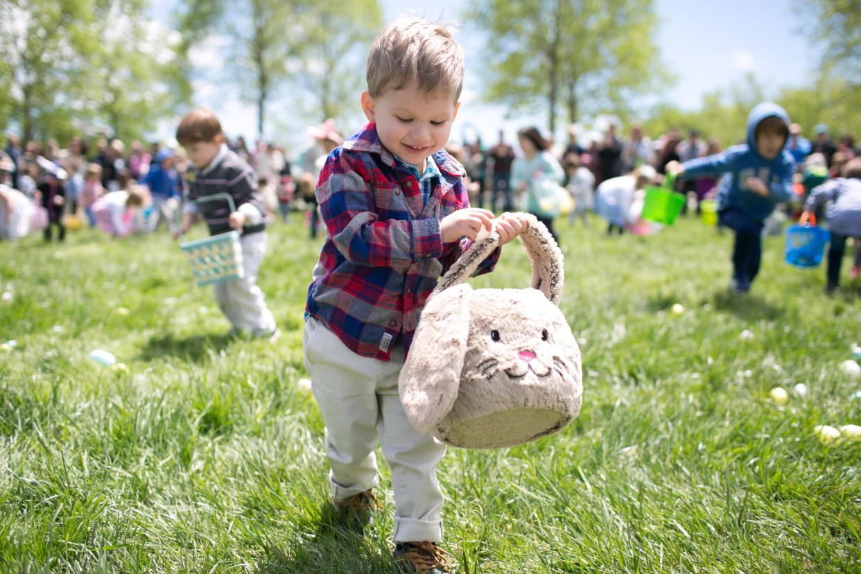 William Grayson, 2, of Fletcher, searches for eggs during the Biltmore Estate's Easter egg hunt on April 21, 2019. Biltmore’s hunt is one of the Southeast’s largest, with hundreds of children ages 2–9.