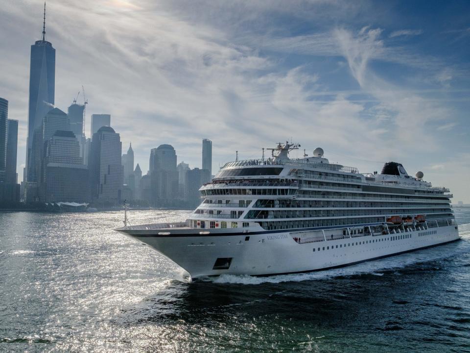 A Viking Ocean ship in New York. The cruise line's ocean cruise ships are all identical.