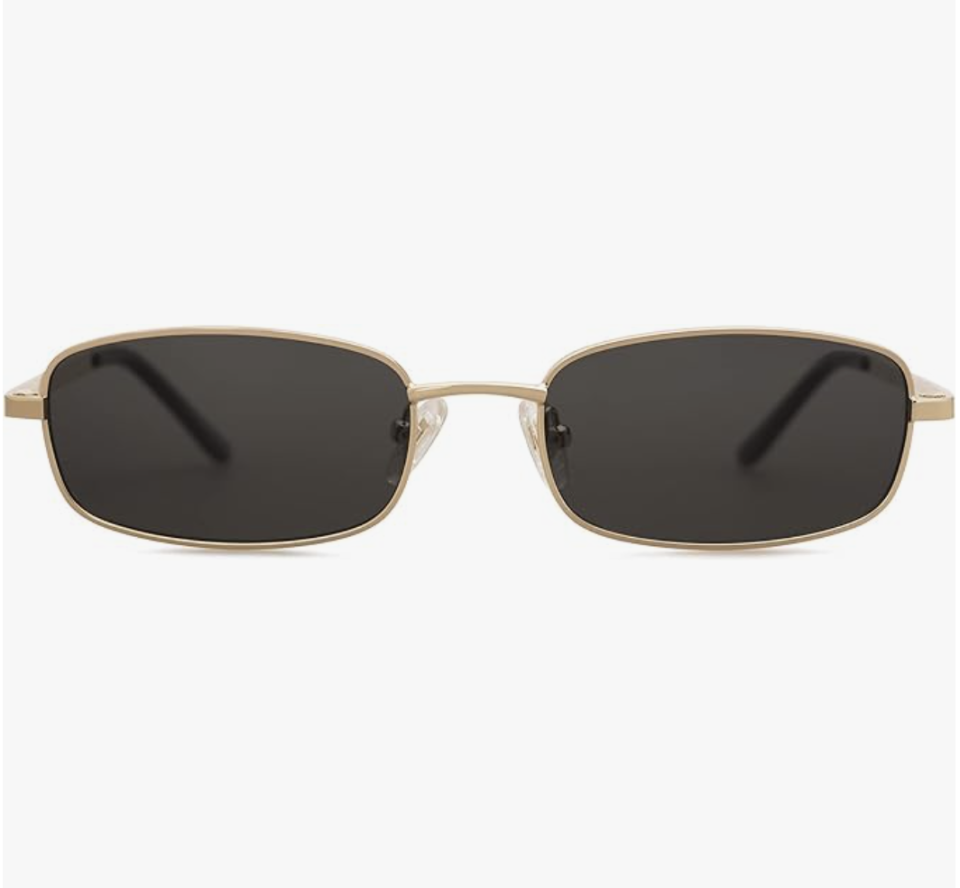 gold and gray rectangle sunglasses