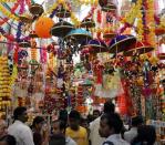 Shoppers browse through a market specially set up for Deepavali in Little India, Singapore, on October 19, 2006