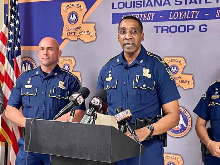 State Police Col. Lamar Davis spoke during a press conference Monday afternoon in regard to the officer-involved shooting that occurred Feb. 3. Feb. 6, 2023.