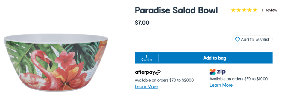 A photo of Kmart's 'Paradise' salad bowl