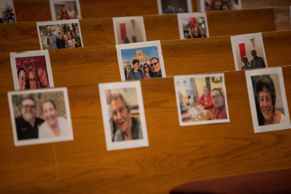 Members of the congregation at Good Shepherd Catholic Church sent in photos of their families, so they could be spiritually present during the three homilies during Easter weekend.