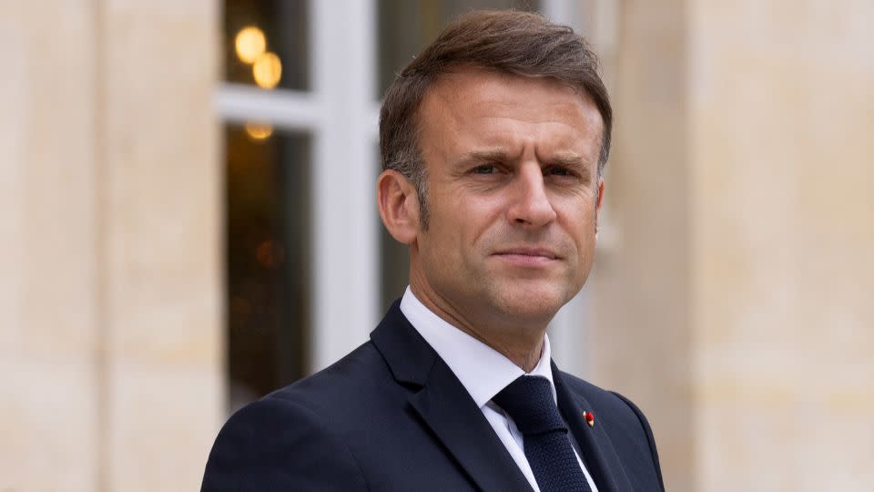 French President Emmanuel Macron at the Elysee Presidential Palace in Paris, France on June 20, 2024. - André Pain/Pool/AFP/Getty Images