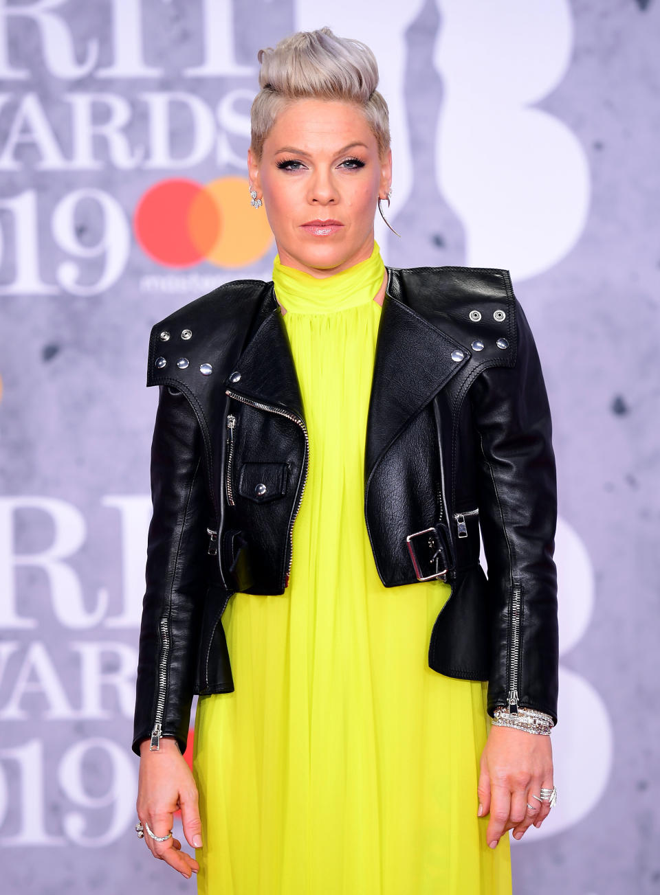 Pink attending the Brit Awards 2019 at the O2 Arena in London. (Photo: Ian West - PA Images via Getty Images)