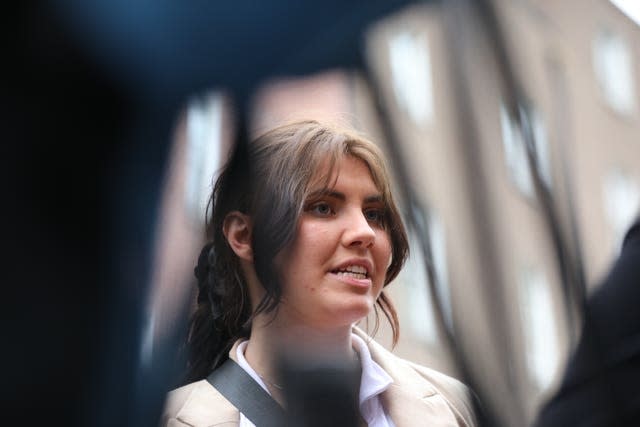 Natasha O’Brien speaking to the media