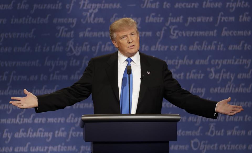 Republican nominee Donald Trump during the presidential debate on Sept. 26, 2016