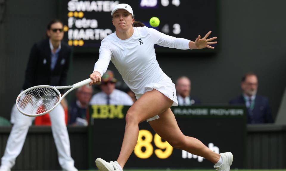 <span>Iga Swiatek was ‘favoured’ in her match with Petra Martic according to the AI preview bot.</span><span>Photograph: Rob Newell/CameraSport/Getty Images</span>