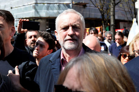 The leader of Britain's opposition Labour party Jeremy Corbyn arrives for a May Day rally in London, Britain May 1, 2016. REUTERS/Hannah Mckay