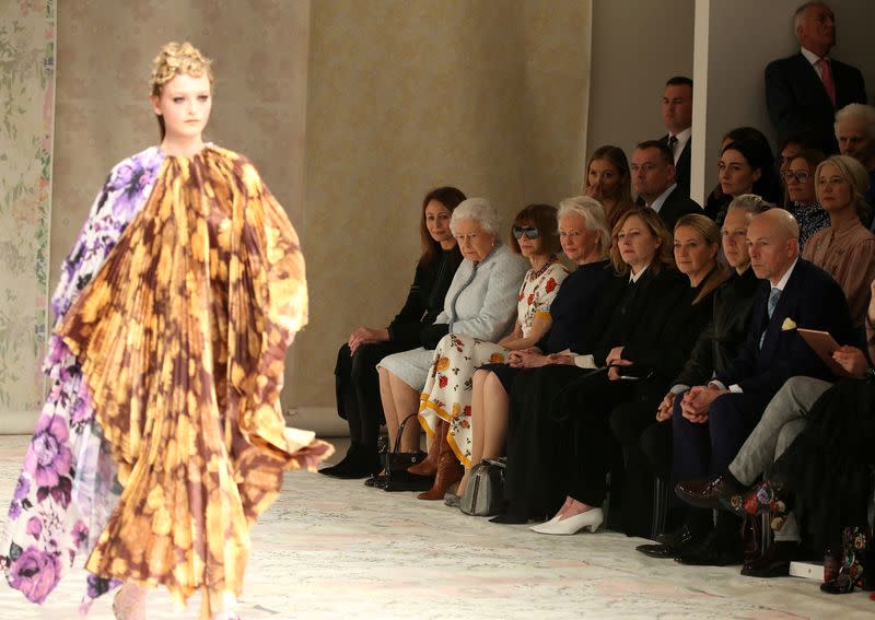 FILE PHOTO: Britain's Queen Elizabeth II attends the Richard Quinn show at London Fashion Week