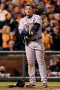 SAN FRANCISCO, CA - OCTOBER 24: Miguel Cabrera #24 of the Detroit Tigers reacts after being stuckout by Tim Lincecum #55 of the San Francisco Giants in the eighth inning during Game One of the Major League Baseball World Series at AT&T Park on October 24, 2012 in San Francisco, California. (Photo by Christian Petersen/Getty Images)