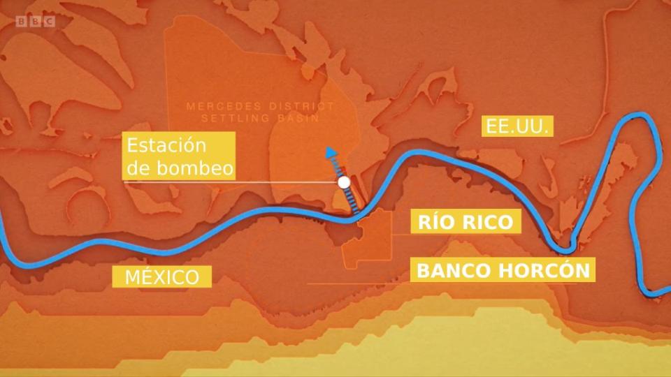 Mapa mostrando cómo quedó el río