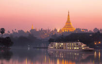 <p>The 44-passenger <em>Aura</em> was designed with Myanmar in mind, and the Asian décor onboard is simple and modern, with spare gray guestrooms brightened with elegant touches: live orchids, floor-to-ceiling windows, and Thai silk pillows.</p> <p><strong>Where You Can Go:</strong> The ship sails Myanmar’s Irrwaddy River from Yangon to Pagan, visiting temples in Mandalay, the monasteries of Sagaing, and the floating temples of Inle Lake along the way.</p> <p><strong>Most Notable:</strong> While this ship has a small passenger count, it also has more amenities and services than most large vessels, including a pool, complimentary laundry, 24-hour room service, and an open-air movie theater.</p>