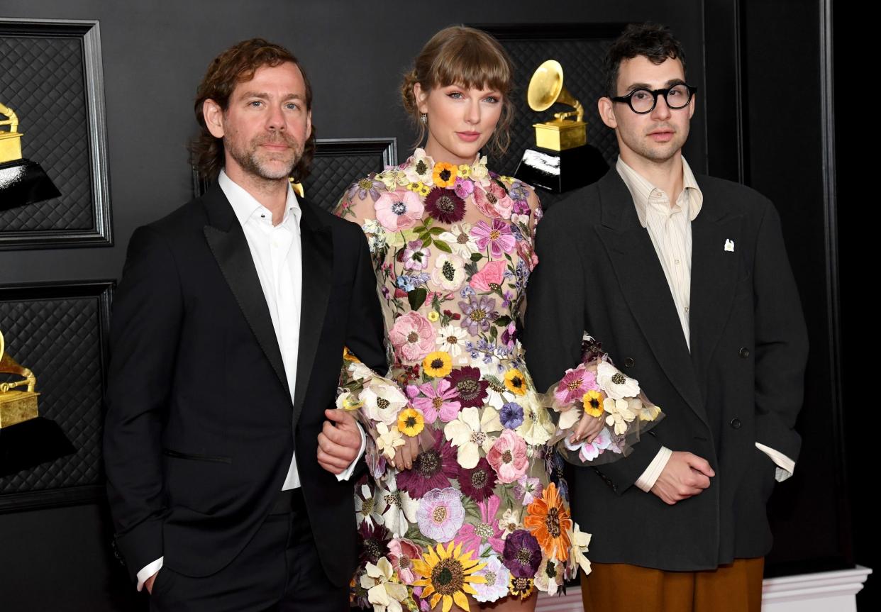 Aaron Dessner, left, produced 17 songs on Taylor Swift's new album, "The Tortured Poets Department."