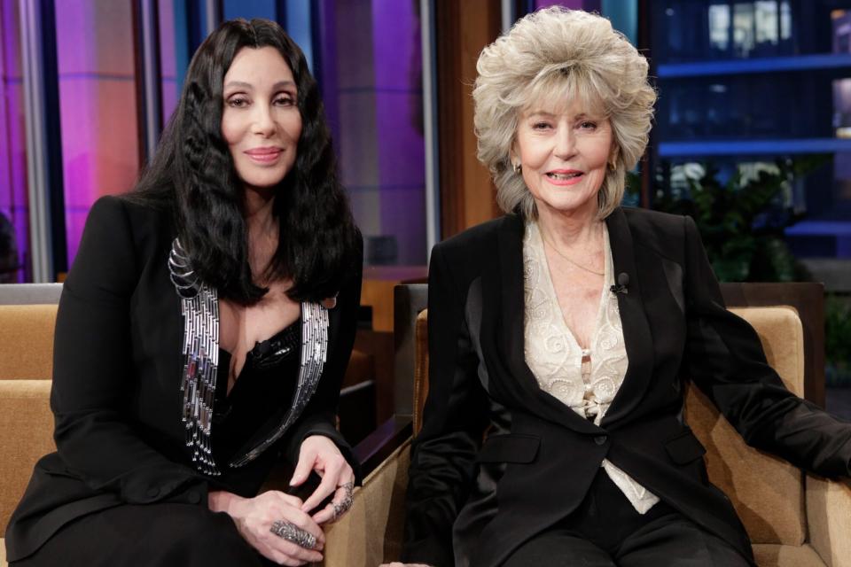 THE TONIGHT SHOW WITH JAY LENO -- (EXCLUSIVE COVERAGE) Episode 4451 -- Pictured: (l-r) Musicians Cher, Georgia Holt during a commercial break on April 30, 2013 -- (Photo by: Margaret Norton/NBCU Photo Bank/NBCUniversal via Getty Images via Getty Images)