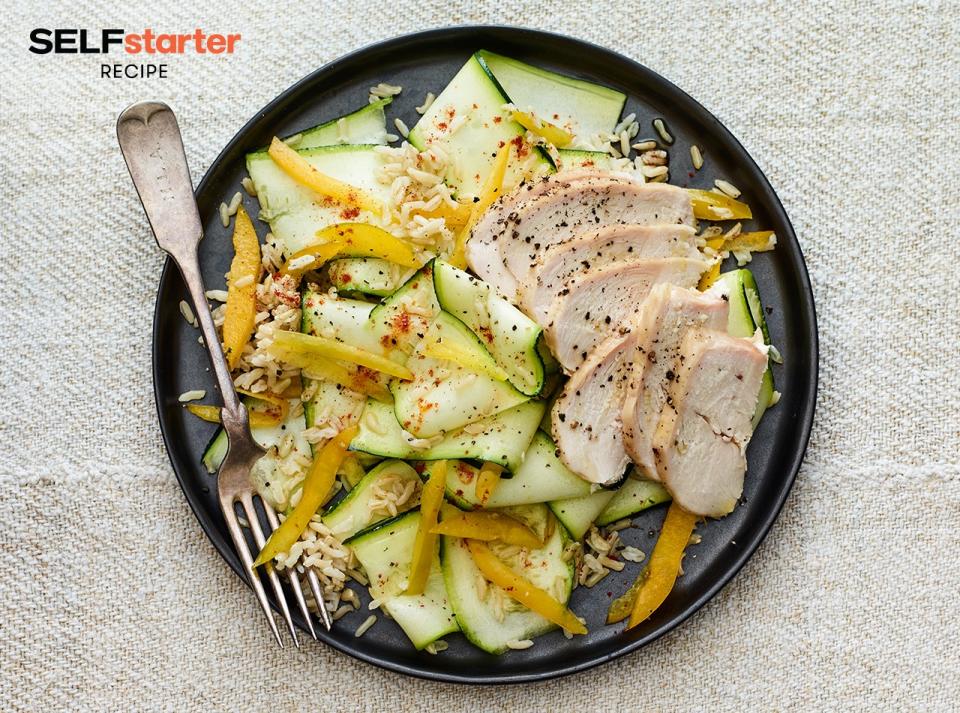 Shaved Zucchini and Brown Rice Salad With Chicken