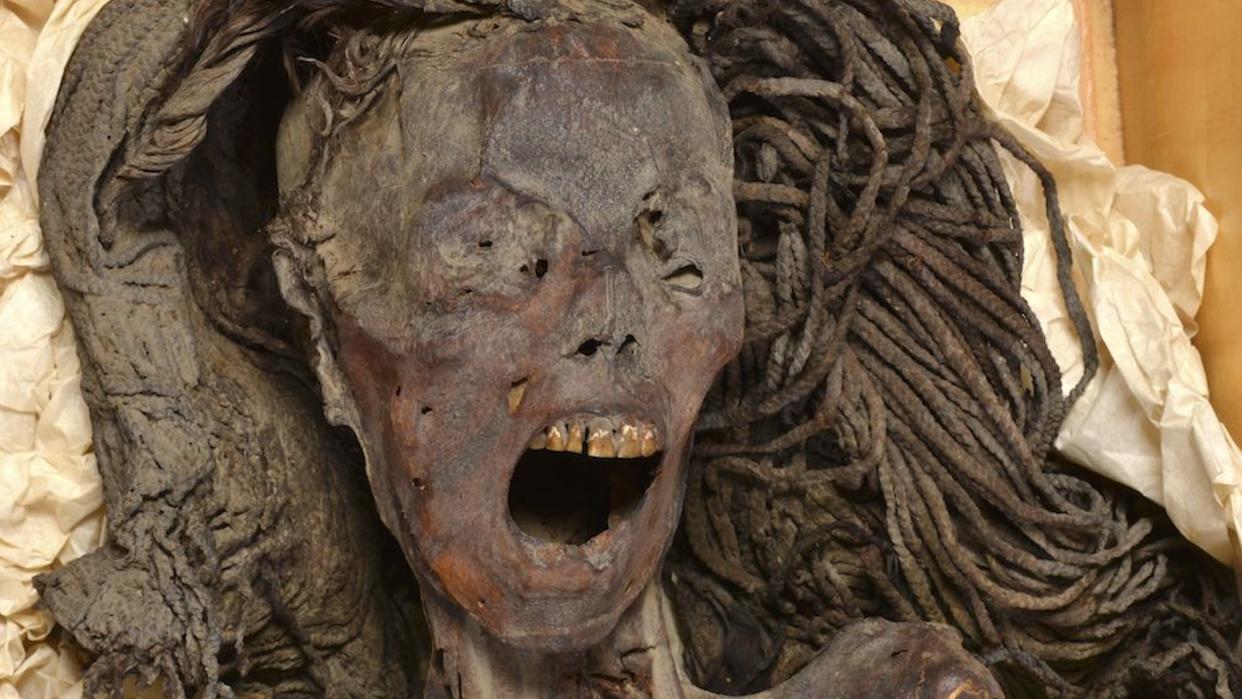 Close up of Screaming Woman mummy's face