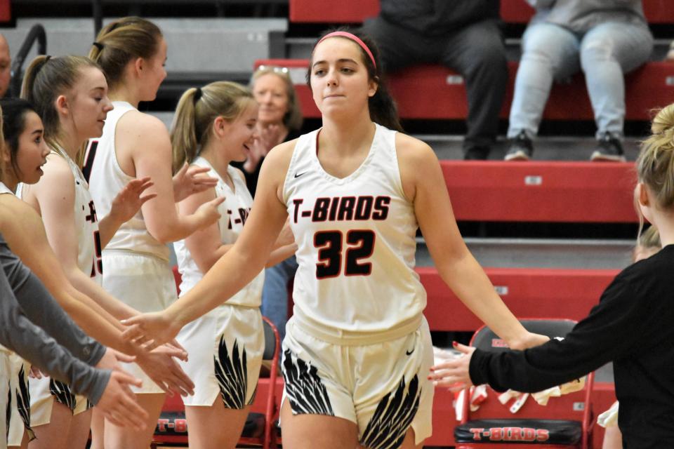 Kenady Hudson takes the floor ahead of Eastern Greene's bout with Bloomington South.