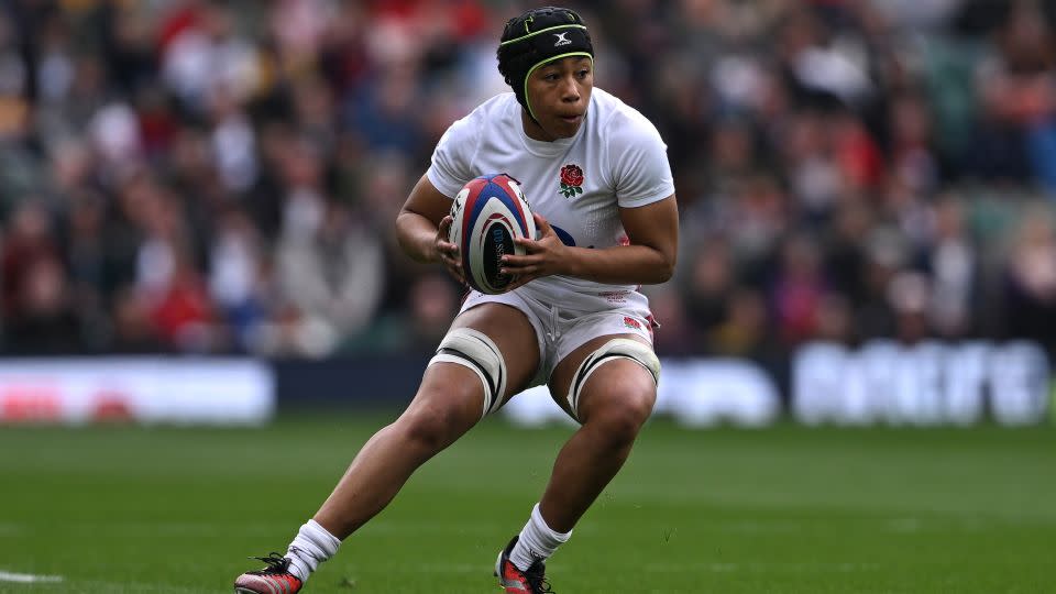 Kabeya in action during the Six Nations 2024 match between England and Ireland at Twickenham in London. - Mike Hewitt/Getty Images