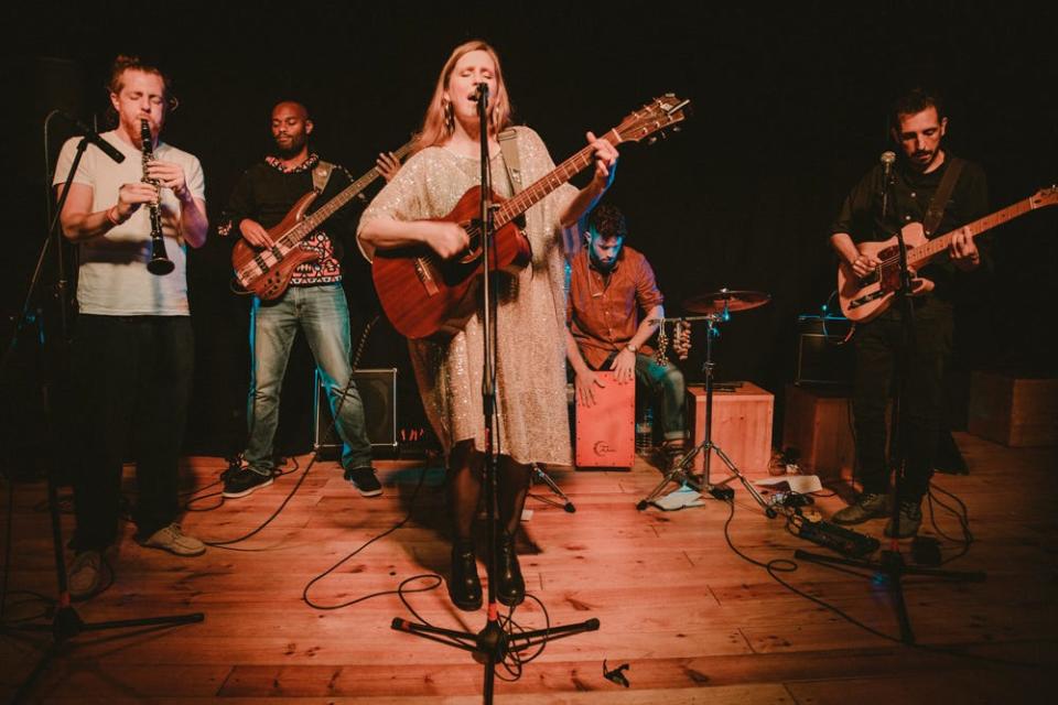 band playing on stage