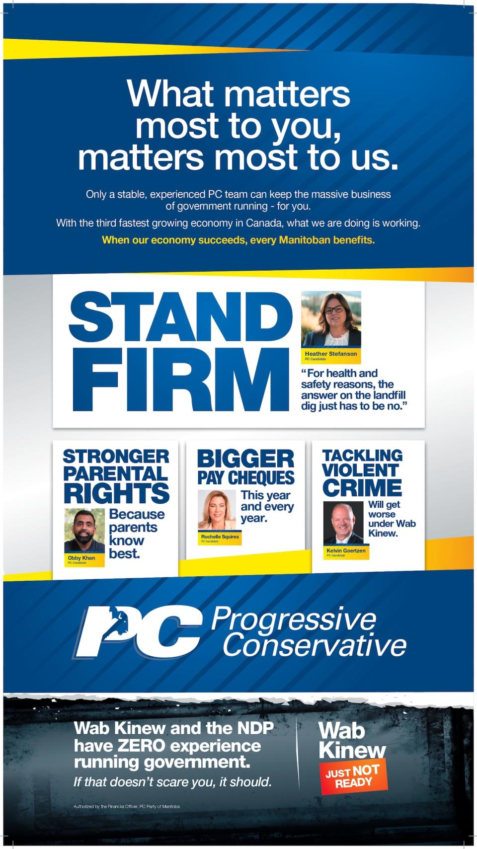 A portion of a Progressive Conservative advertisement that ran in the Winnipeg Free Press two Saturdays before Manitoba's election.