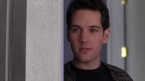 Paul Rudd was 26 when <i>Clueless</i> — also starring Alicia Silverstone, Stacey Dash, and the late Brittany Murphy — came out. The film became a cult fave. (Image: GIPHY)