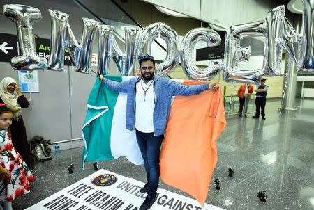 Irish citizen Ibrahim Halawa arrives at Dublin Airport in Ireland, October 24, 2017. REUTERS/Clodagh Kilcoyne