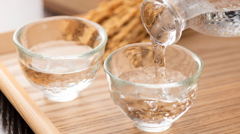 pouring rice wine