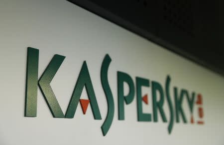 FILE PHOTO: The logo of Russia's Kaspersky Lab is on displayat the company's office in Moscow, Russia October 27, 2017. REUTERS/Maxim Shemetov