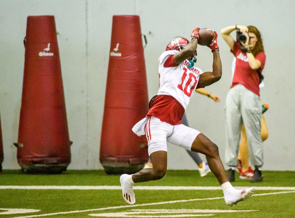 Indiana's Andison Coby (10) during practice at Indiana University on Thursday, Aug. 4, 2022.