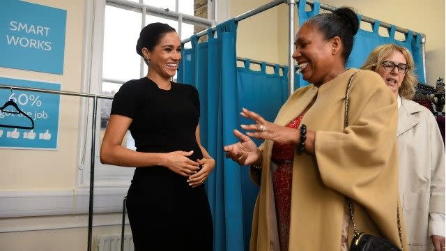 The pregnant Duchess of Sussex recalled the moment while visiting the Smart Works team in London on Thursday.