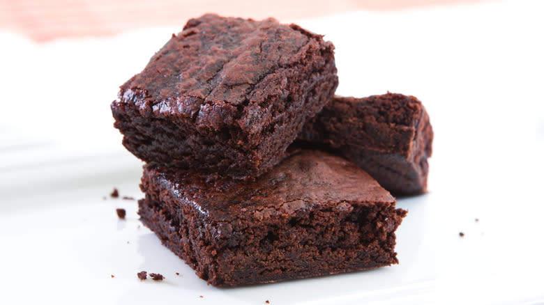 Stack of three brownies