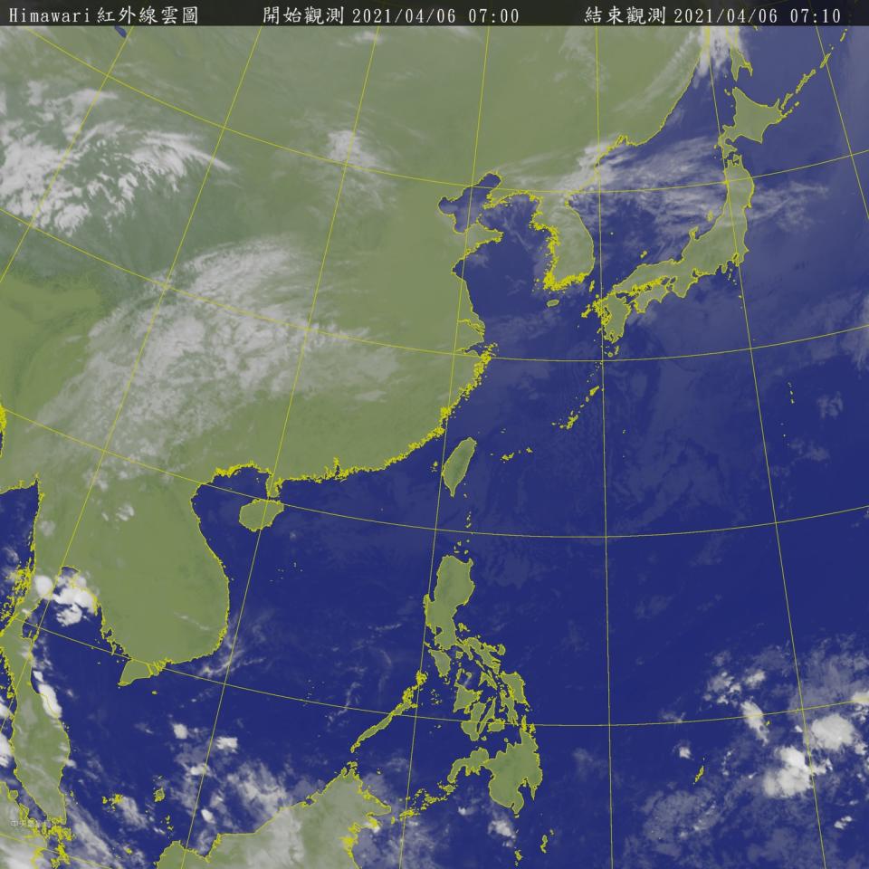 今天起東北季風減弱，氣溫回升，全台各地除東部有零星短暫雨外，還是晴到多雲天氣。   圖：中央氣象局/提供