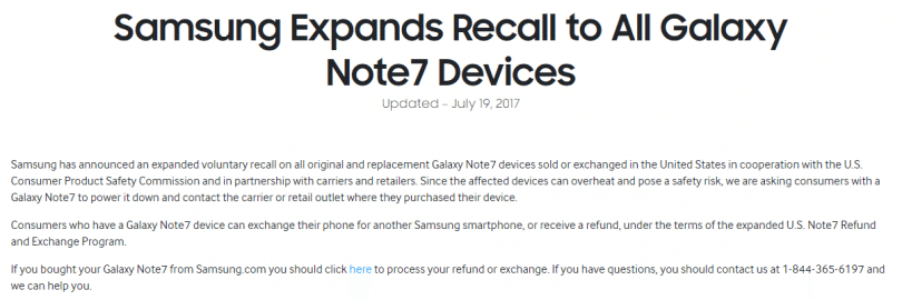 samsung voluntary recall