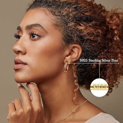 A nine-pair set of hypoallergenic golden hoop earrings for 42% off