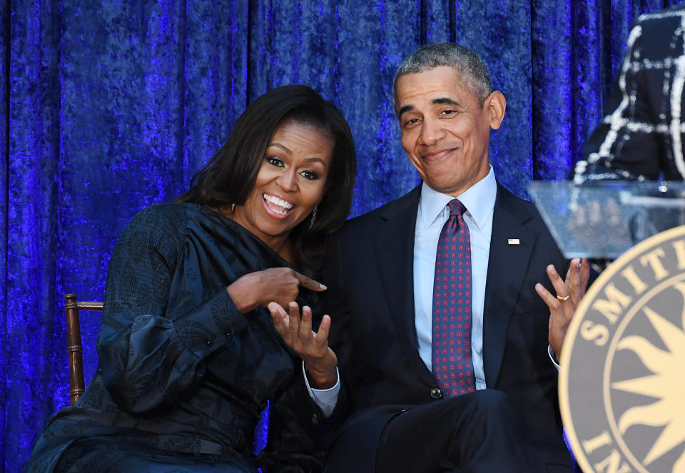 Michelle Obama and her book "Becoming" got some deeply felt praise from husband Barack Obama on Tuesday. (Photo: The Washington Post via Getty Images)