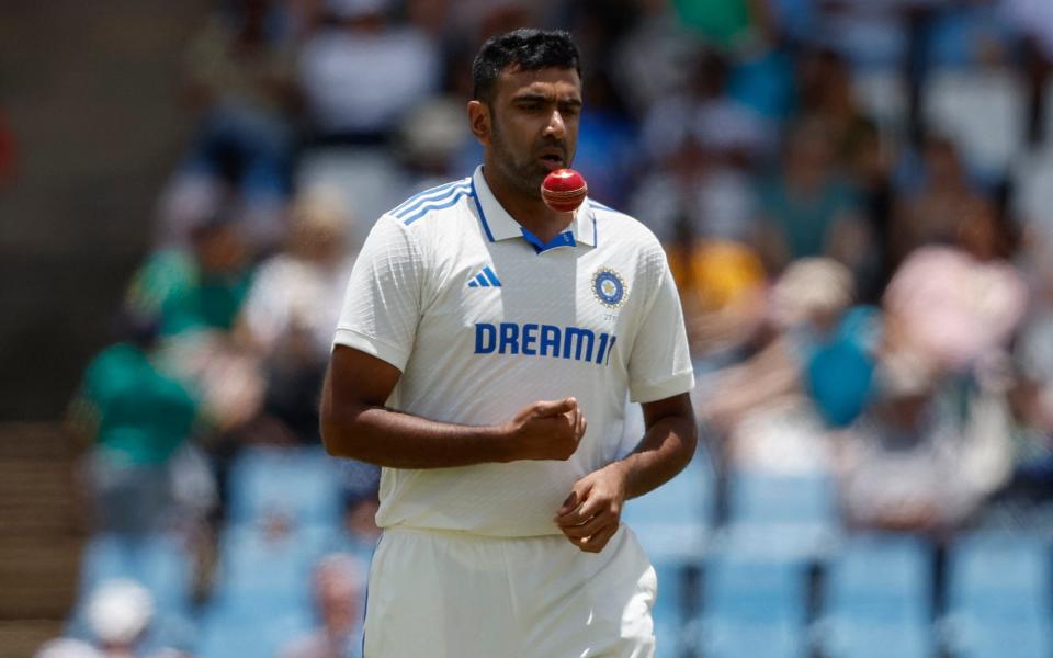 India's Ravichandran Ashwin prepares to bowl on the third day of the first cricket Test match between South Africa and India at SuperSport Park in Centurion on December 28, 2023