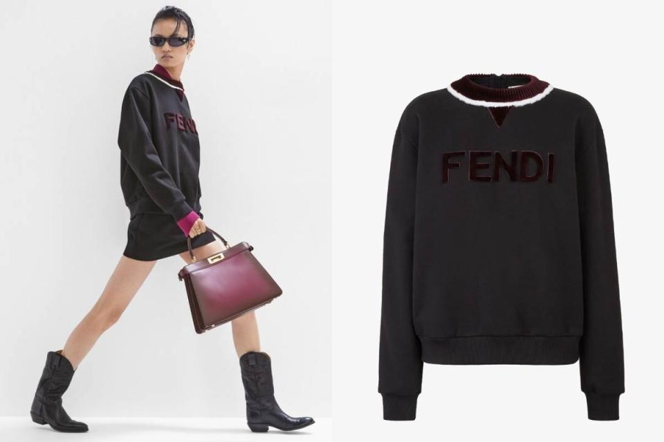 Fendi 黑色平紋針織貂皮運動衫，NT$69,400圖片來源：Fendi官網