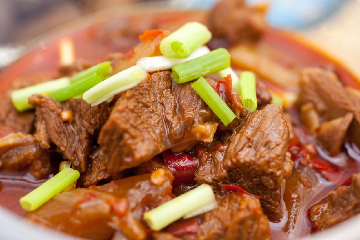 Chinese dinner, braised beef with carrots