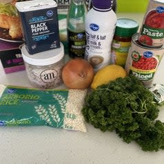 risotto ingredients on the counter