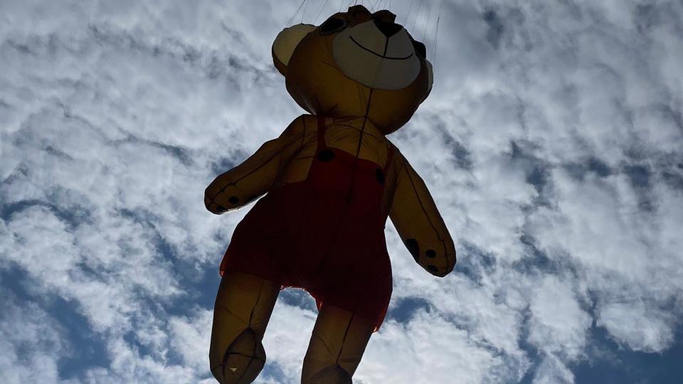 Teddy bear kite flying at the Bridlington Kite Festival