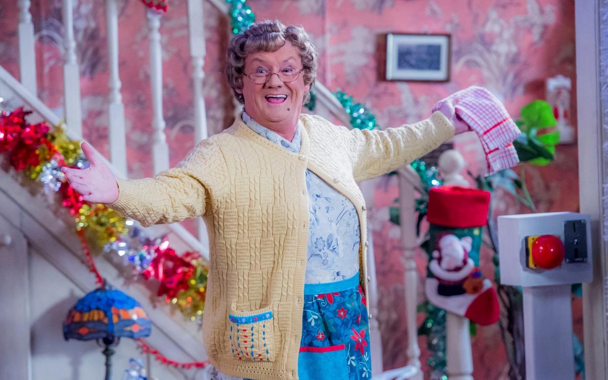 Brendan O'Carroll in Mrs Brown's Boys - WARNING: Use of this copyright image is subject to the terms of use of BBC Pictures' Digital Picture Service (BBC Pictures) as set out at www.bbcpictures.co.uk. In particular, this image may only be published by a registered User of BBC Pictures for editorial use for the purpose of publicising the relevant BBC programme, personnel or activity during the Publicity Period which ends three review weeks following the date of transmission and provided the BBC and the copyright holder in the caption are credited. For any other purpose whatsoever, including advertising and commercial, prior written approval from the copyright holder will be required.