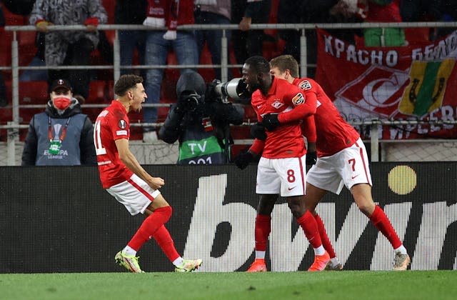 Jordan Larsson, left, was on target for Spartak Moscow 