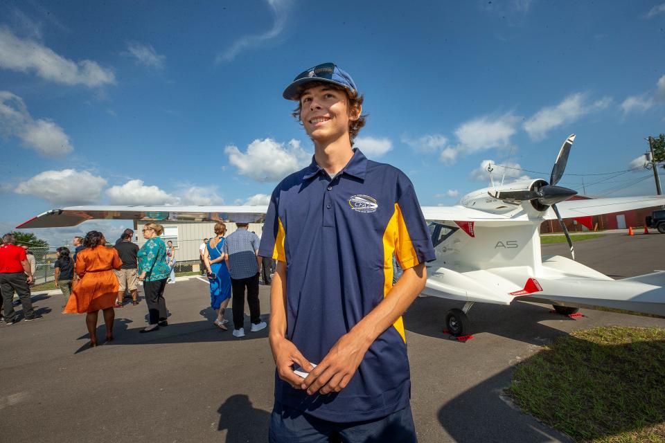 James Vanvakas, 17, a graduating senior, said he left Ridge Community High to attend the CFAA believing it would offer him a better opportunity. He works on the refueling line while training with mechanics toward his certification as an airplane mechanic.