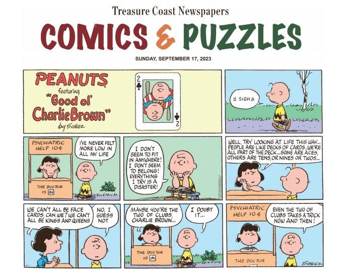 The Sunday, Sept. 17, 2023, cover of Treasure Coast Newspapers' Comics & Puzzles section.