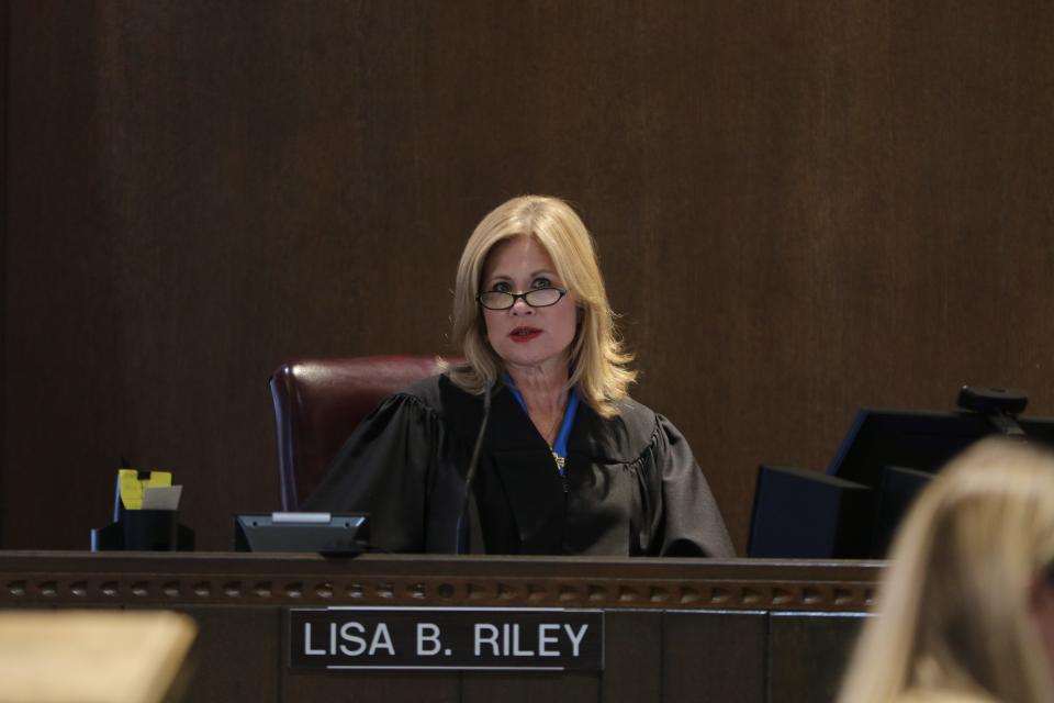 Fifth Judicial District Judge Lisa Riley discusses the case during Alexis Murray Smith's sentencing hearing, Nov. 1, 2023 at Fifth Judicial District Court.
