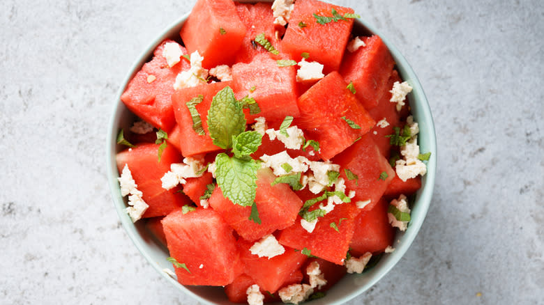 watermelon feta mint bowl 