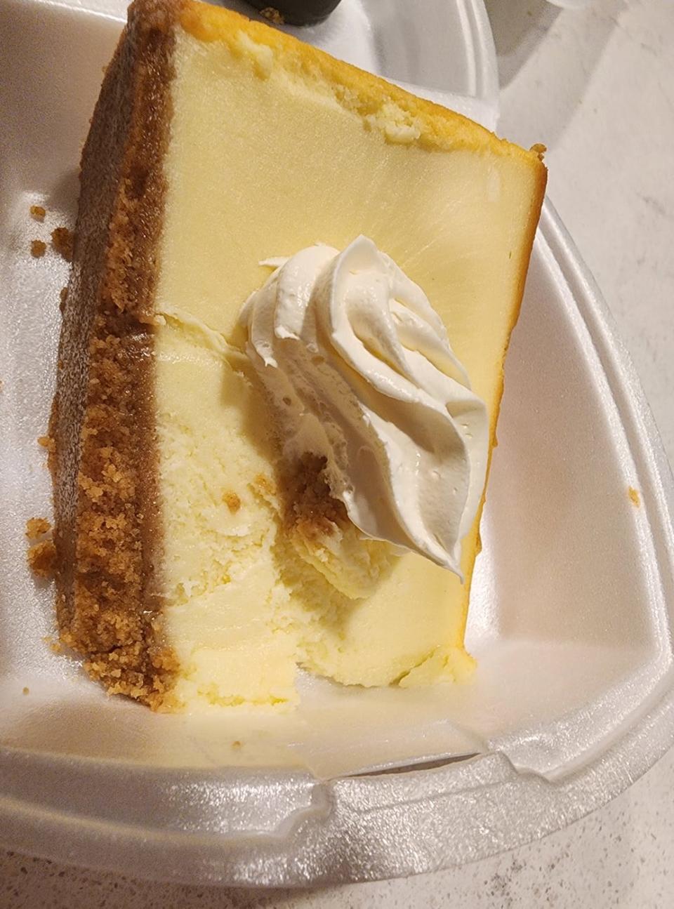 A slice of Big Ole cheesecake